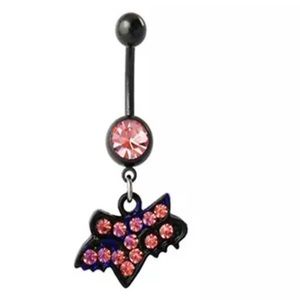 High- Quality 14G Black Bar: CZ Stone Fox Racing Belly Button Ring